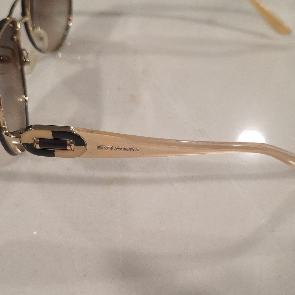 Bvlgari 6053 Pilot Ivory Gold with brown polarized sunglasses - Picture 2 of 2